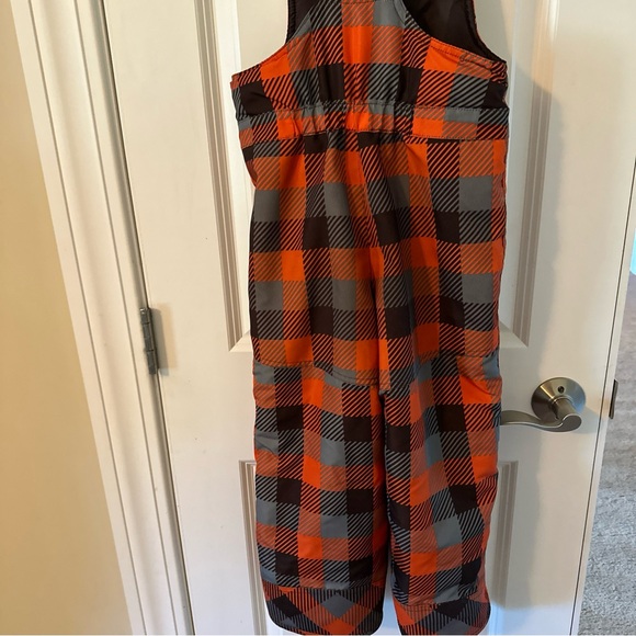 Toddler size 4T snow bibs checkered orange brown - Picture 7 of 9